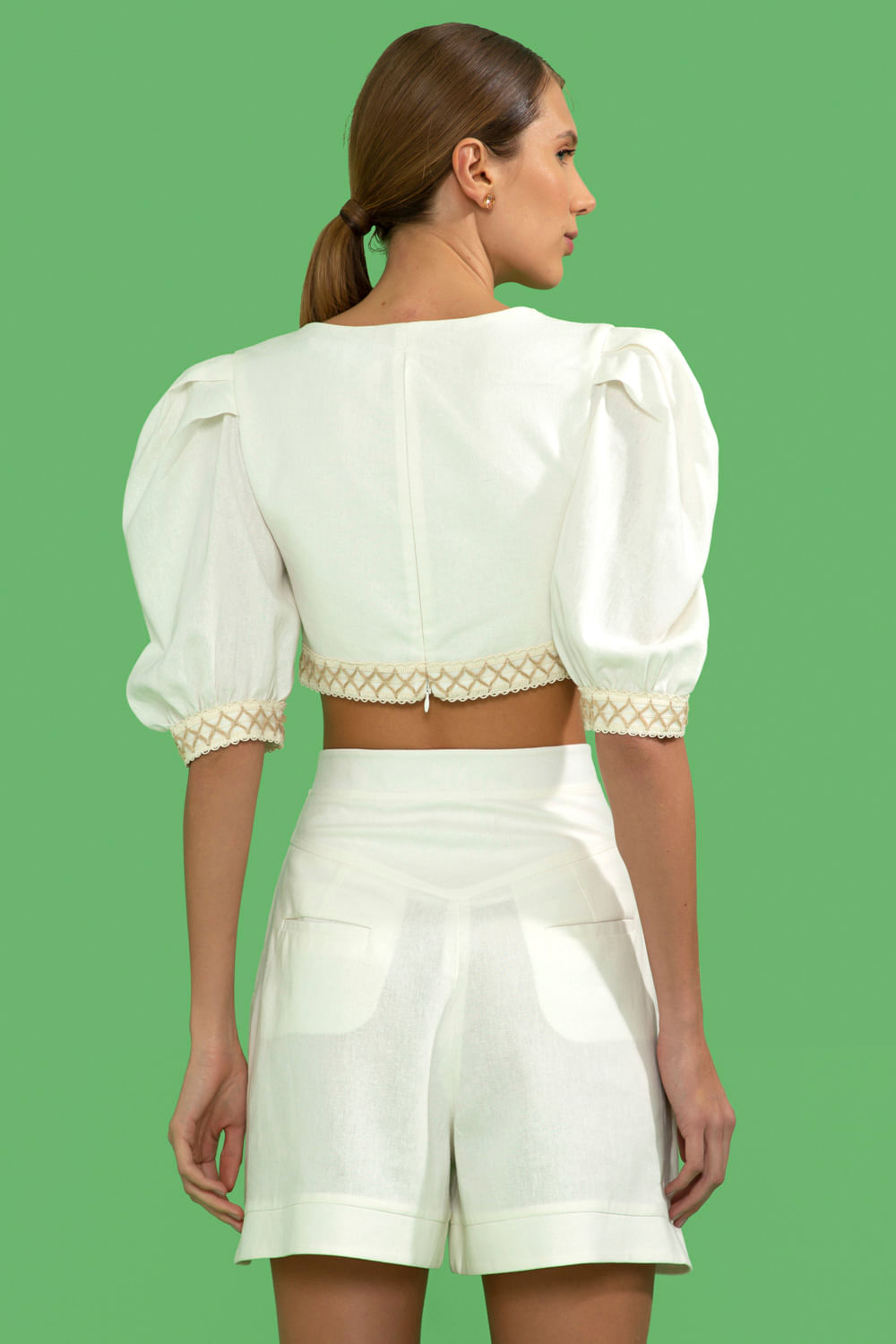 TOP CROPPED ENTREMEIO LINHO FRENCH OFF WHITE