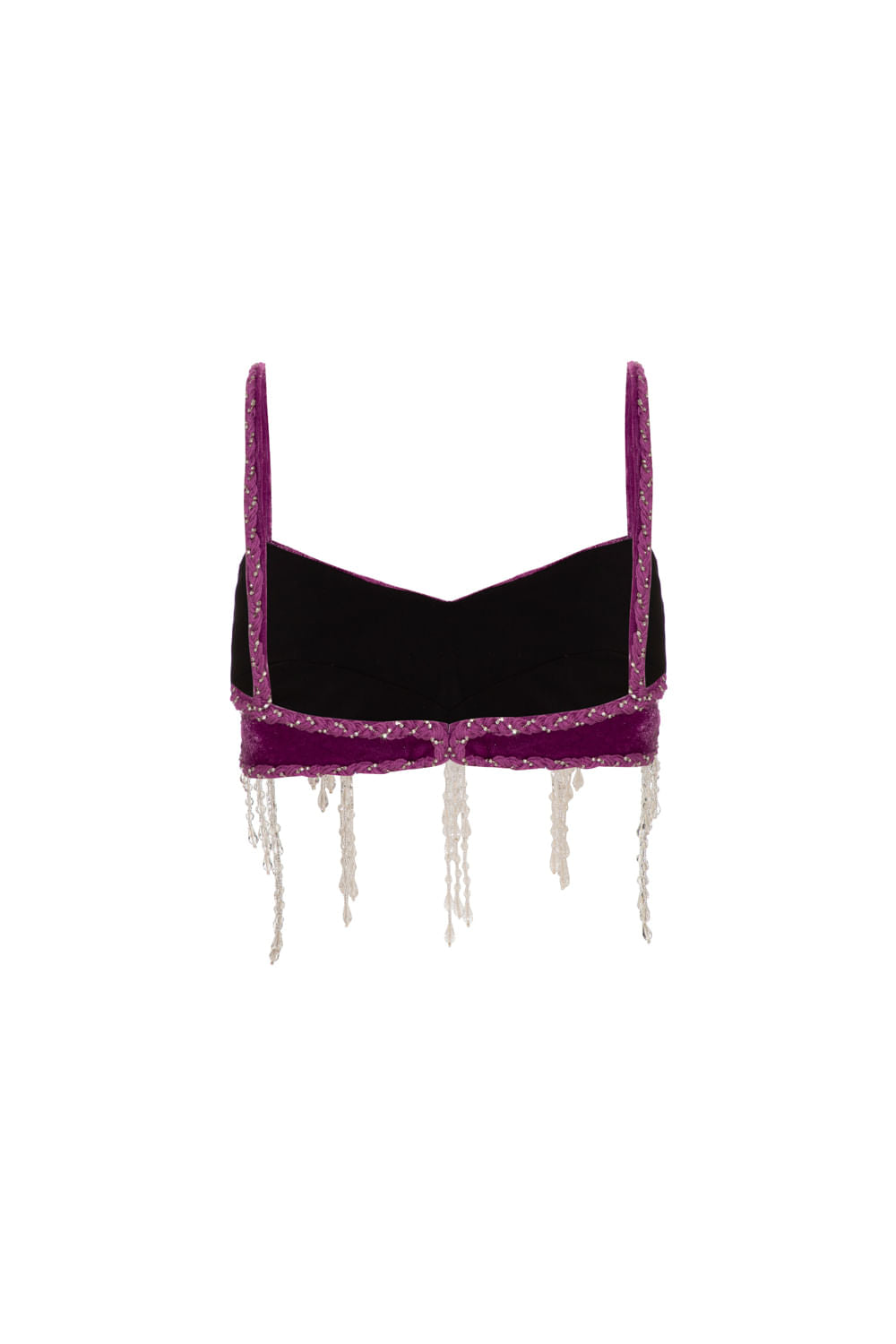 TOP CROPPED BORDADO VELUDO CRYSTAL ROXO
