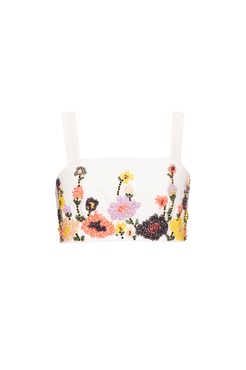 TOP CROPPED BORDADO CREPE DAISY OFF WHITE