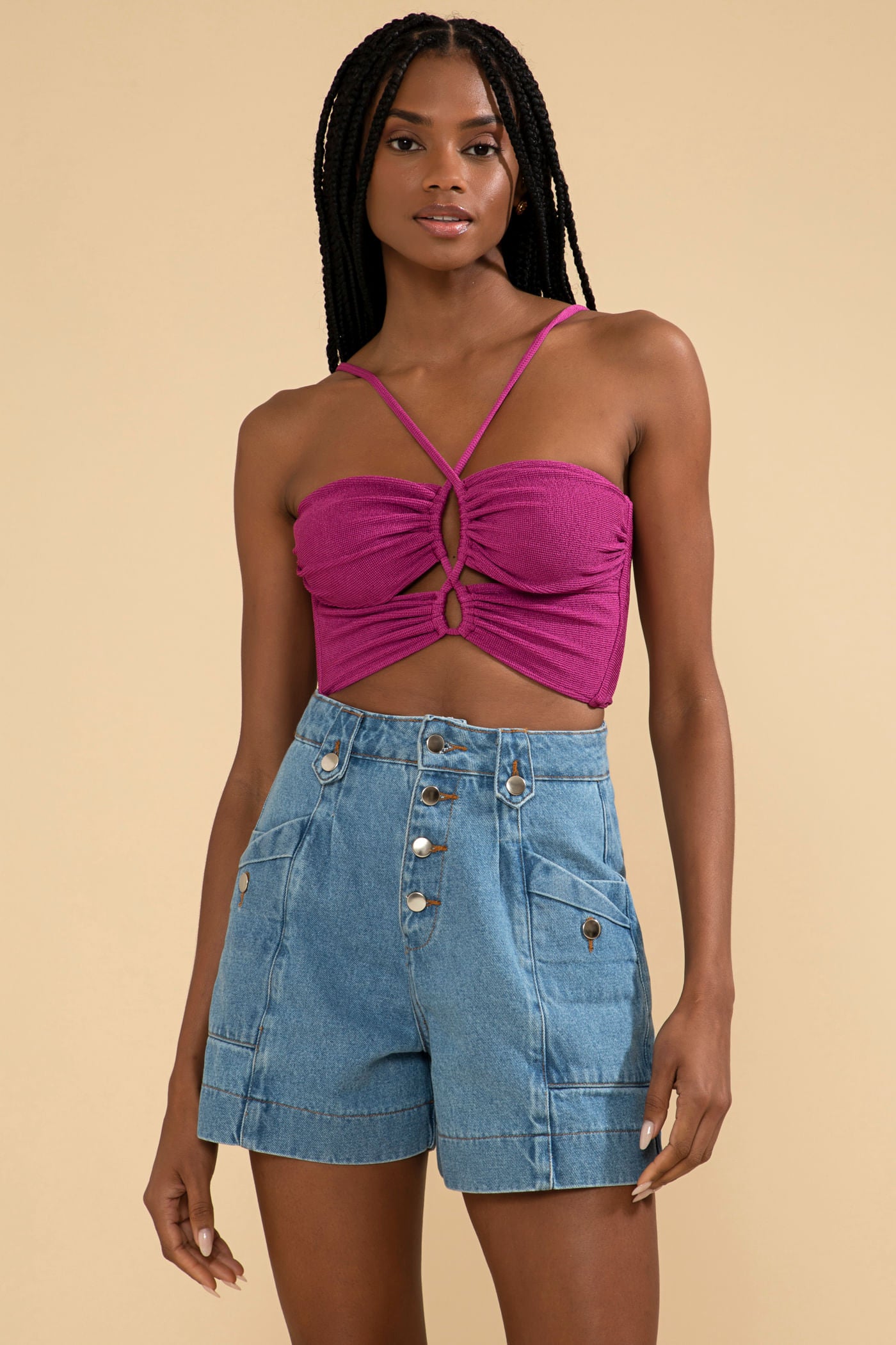 TOP FRANZIDO MALHA BASEL PINK