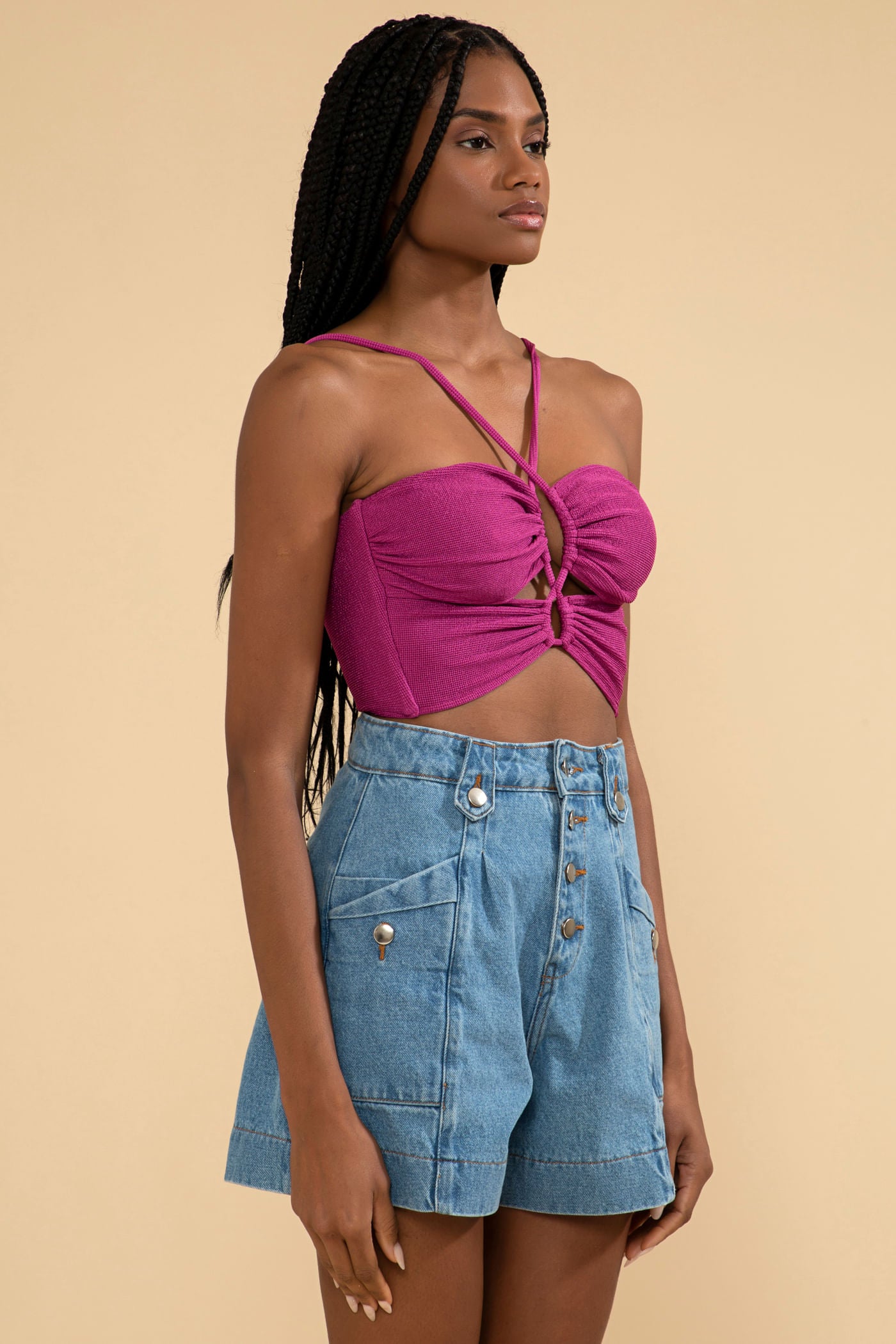 TOP FRANZIDO MALHA BASEL PINK