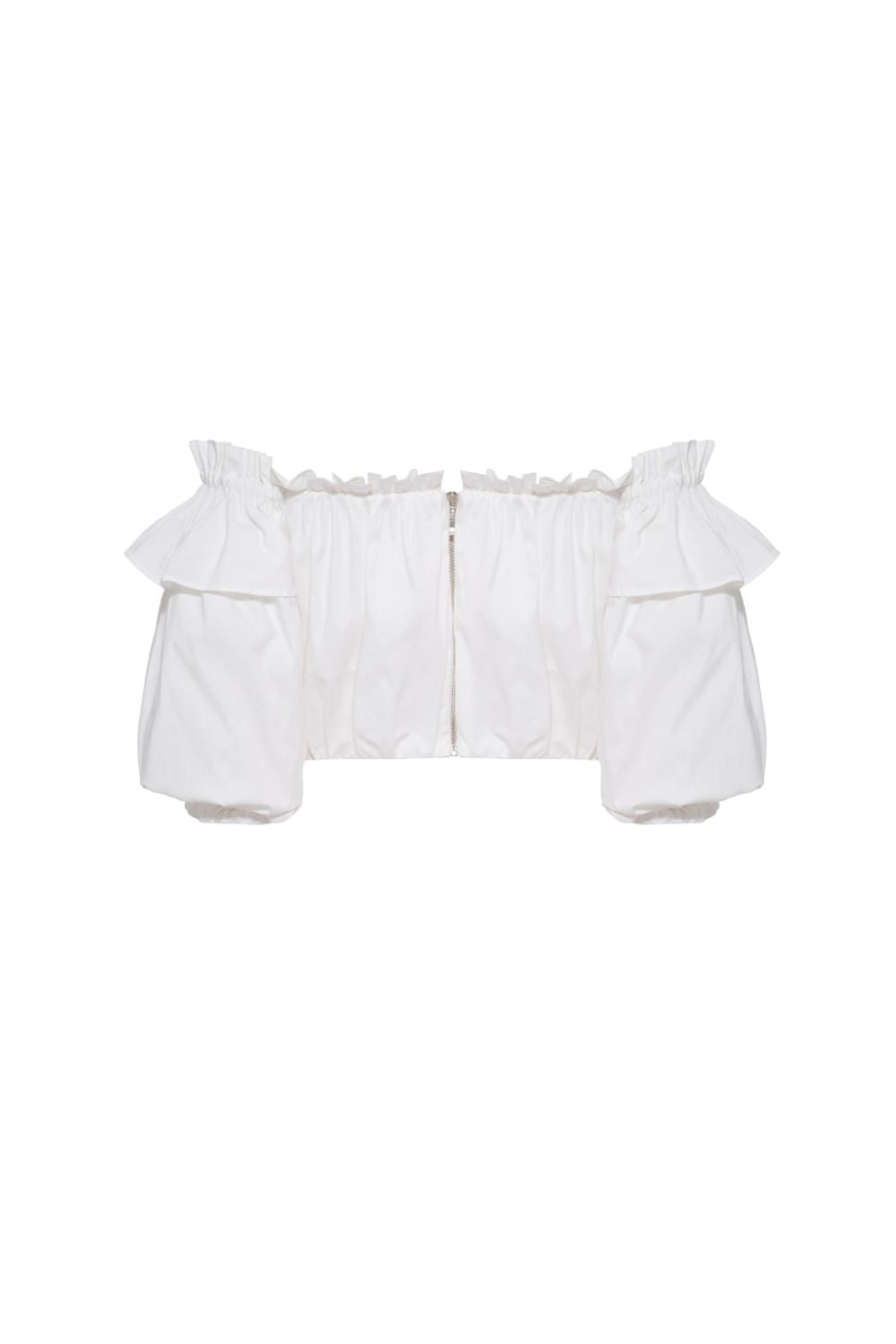 TOP CROPPED BABADO TRICOLINE JANE OFF WHITE