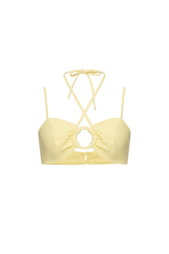 TOP CROPPED ARGOLA LINHO BALNEÁRIO AMARELO