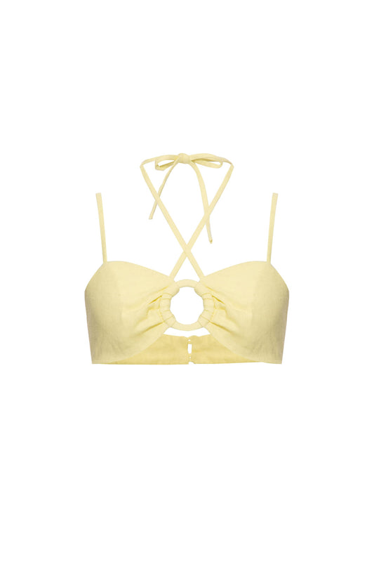 TOP CROPPED ARGOLA LINHO BALNEÁRIO AMARELO