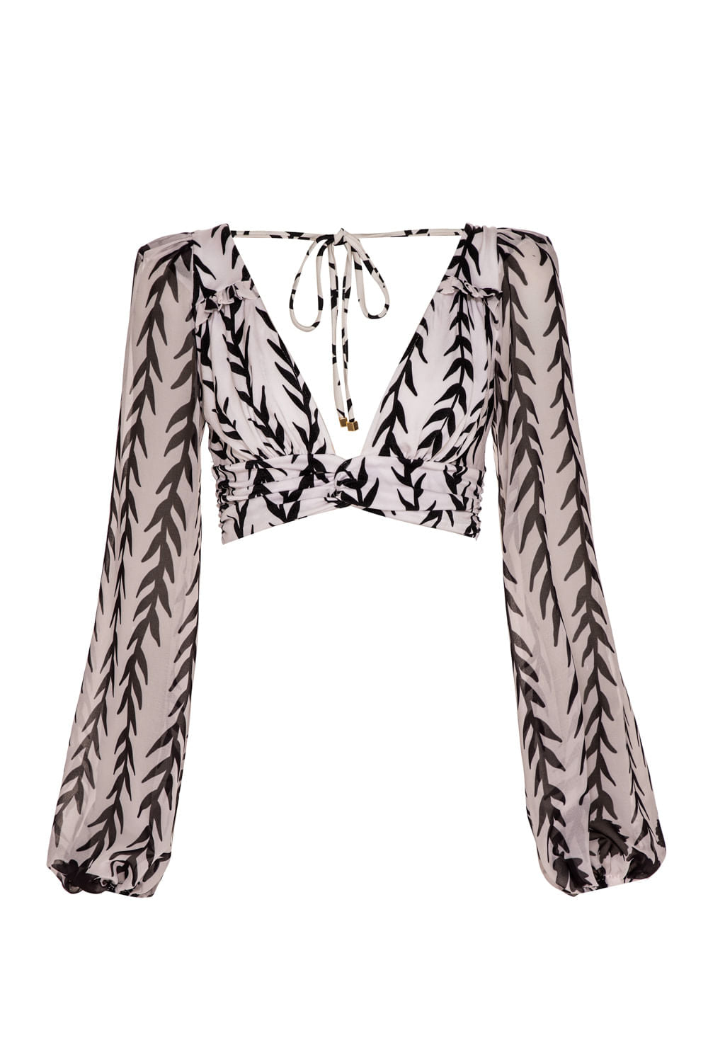TOP CROPPED MANGAS BARRADO BEM ME QUER OFF WHITE