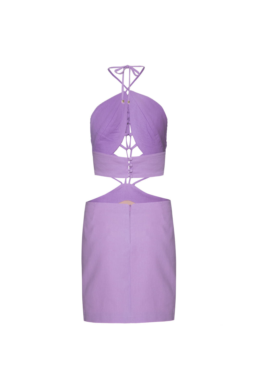 VESTIDO CURTO TIRAS LINHO BALNEÁRIO LILAS