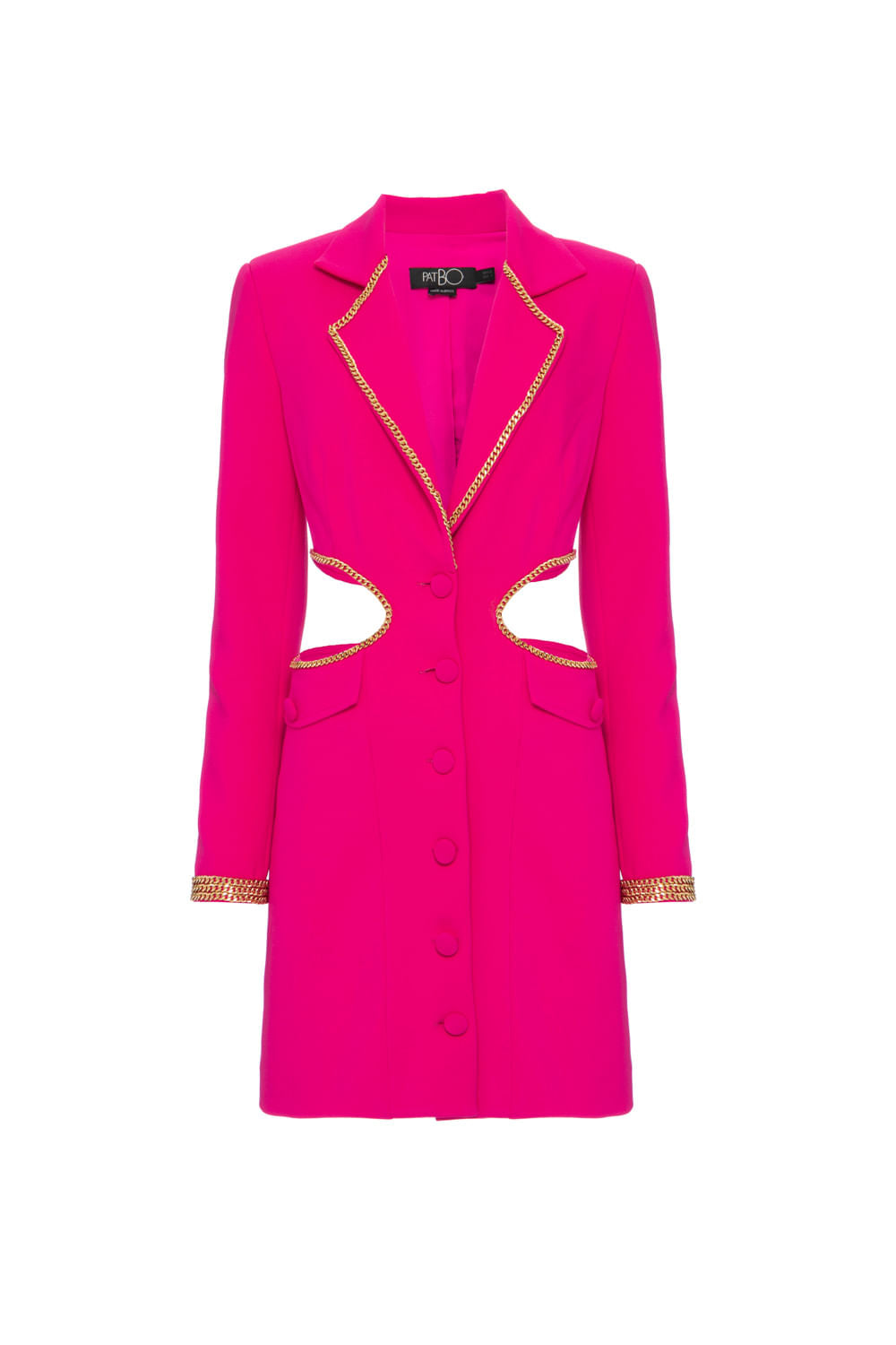 VESTIDO CURTO BLAZER CORRENTE RECORTES CREPE CHAIN PINK