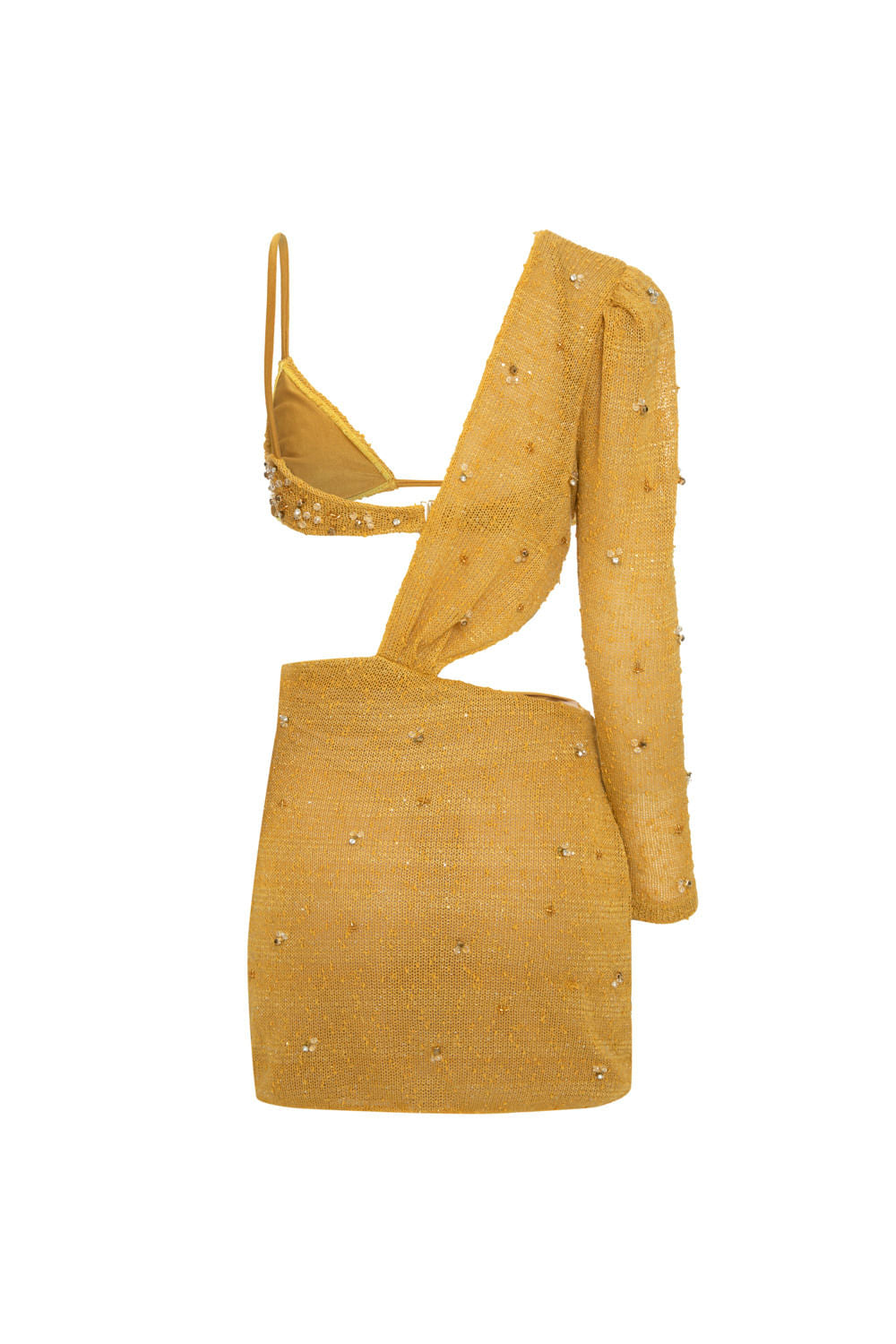 VESTIDO CURTO MANGA ÚNICA AMARELO