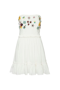 VESTIDO CURTO BORDADO TRICOLINE JANE OFF WHITE