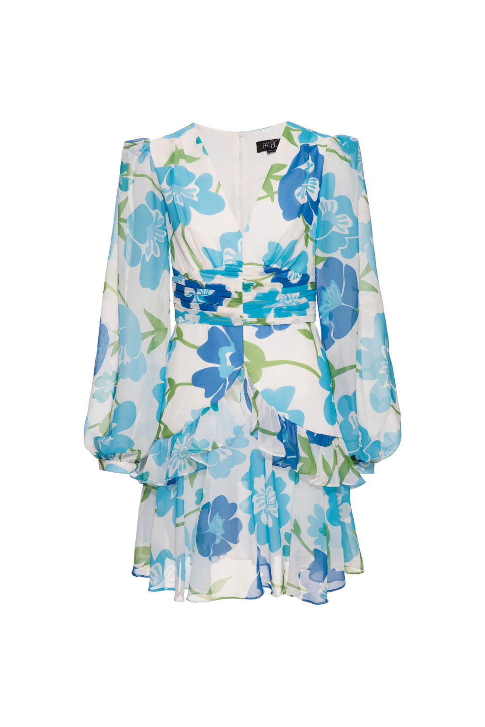 VESTIDO CURTO MANGA LONGA RETRÔ FLOWER OFF WHITE