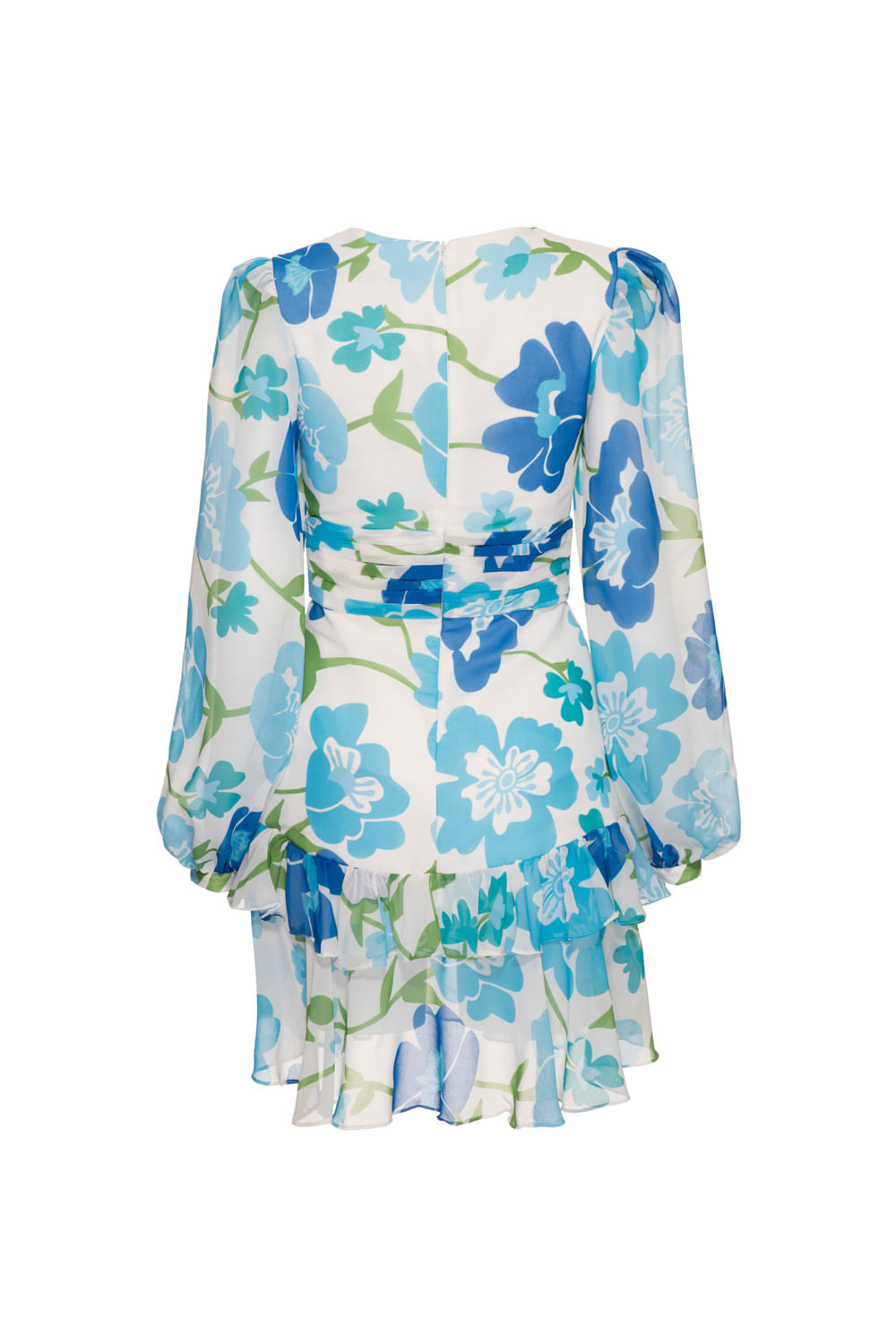 VESTIDO CURTO MANGA LONGA RETRÔ FLOWER OFF WHITE