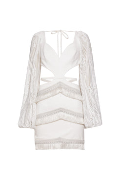 VESTIDO CURTO MANGAS NANCY OFF WHITE