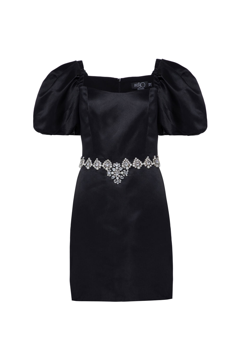 VESTIDO CURTO MANGAS BUFANTES PARTY TATE PRETO
