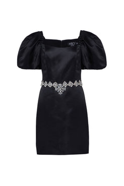 VESTIDO CURTO MANGAS BUFANTES PARTY TATE PRETO