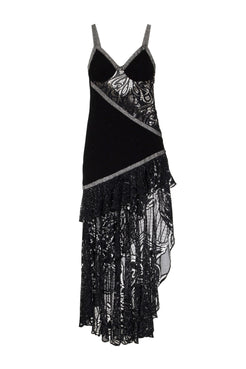 VESTIDO LONGO FENDA ASSIMÉTRICO MALHA BASEL PRETO