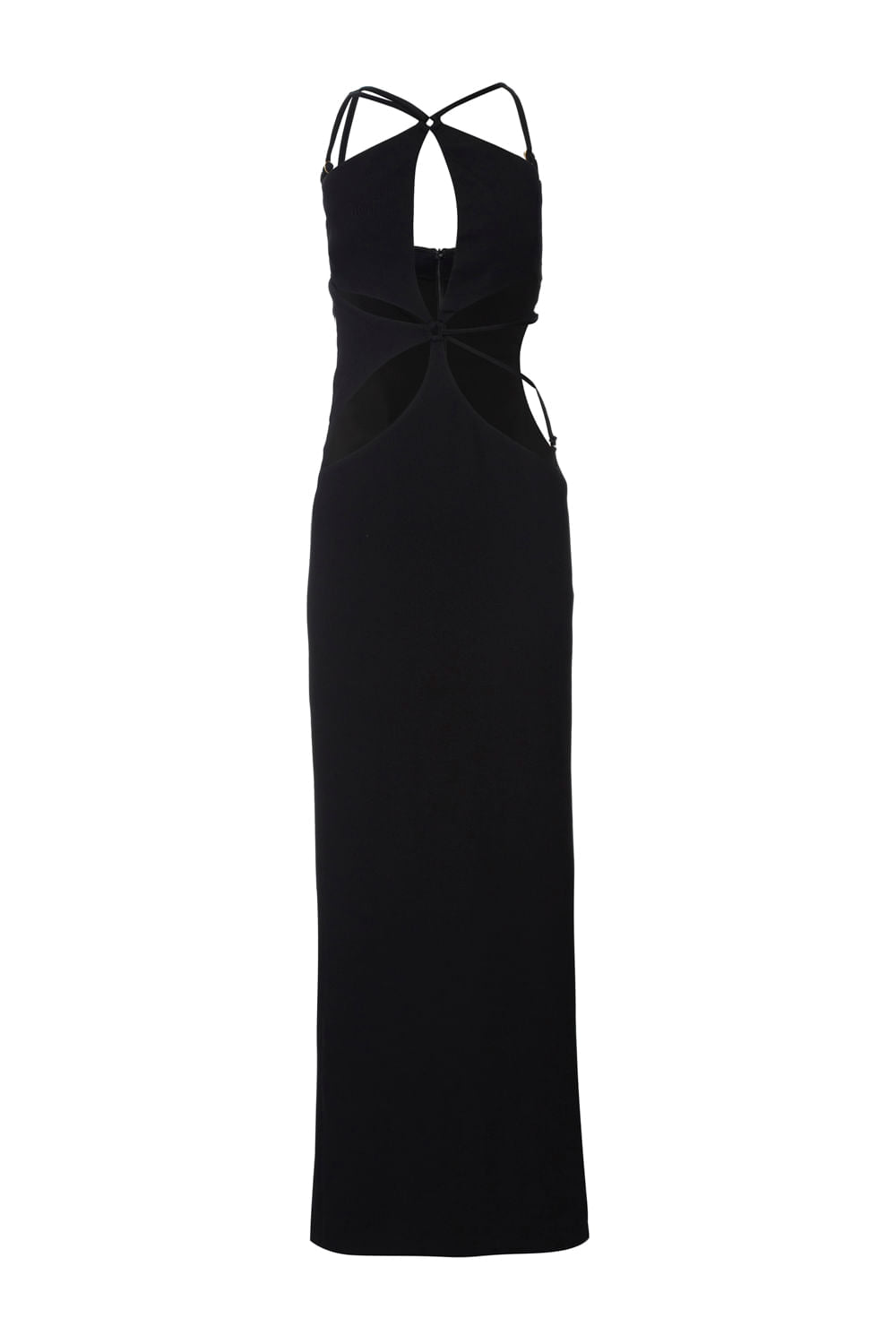 VESTIDO LONGO RECORTES FRONTAIS MALHA BASEL PRETO