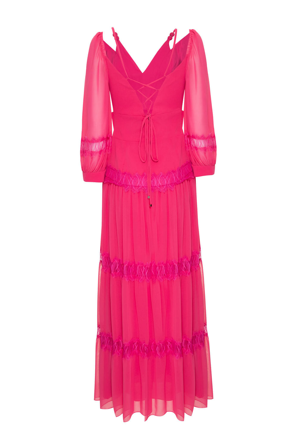 VESTIDO LONGO BOTÕES CHIFFON ÍRIS PINK