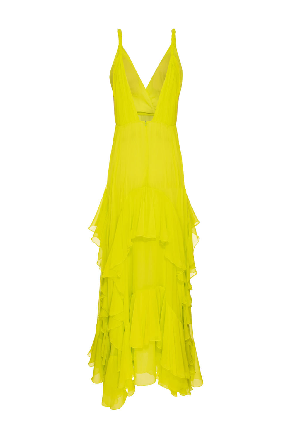 VESTIDO LONGO SAIA ASSIMÉTRICA CHIFFON ÍRIS VERDE