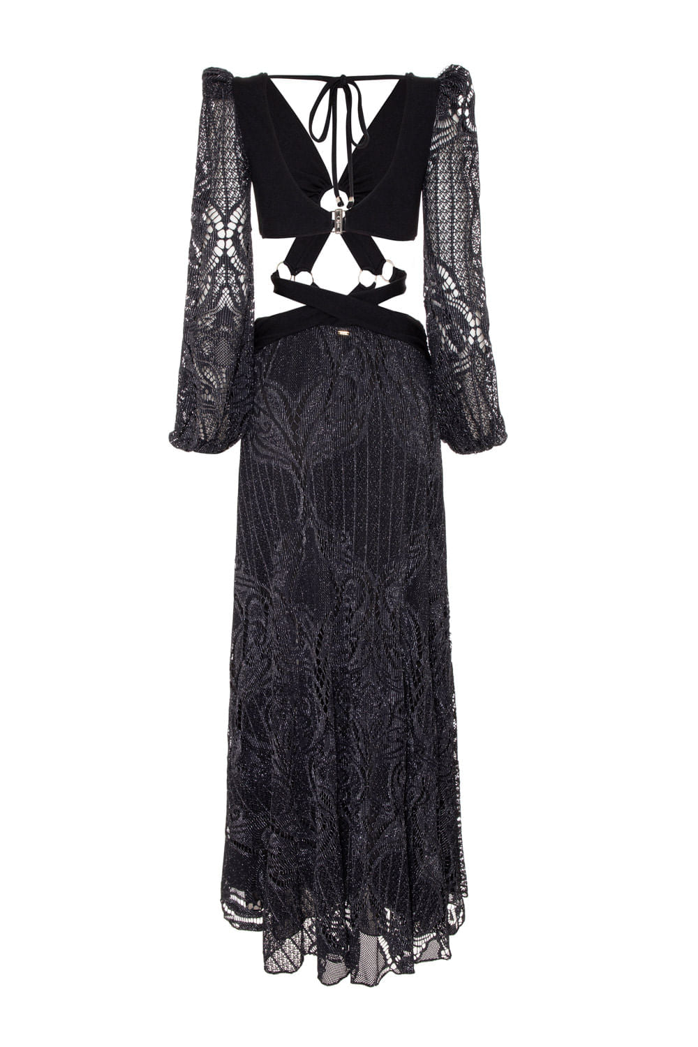 VESTIDO LONGO ARGOLAS MANGA LONGA MALHA BASEL PRETO