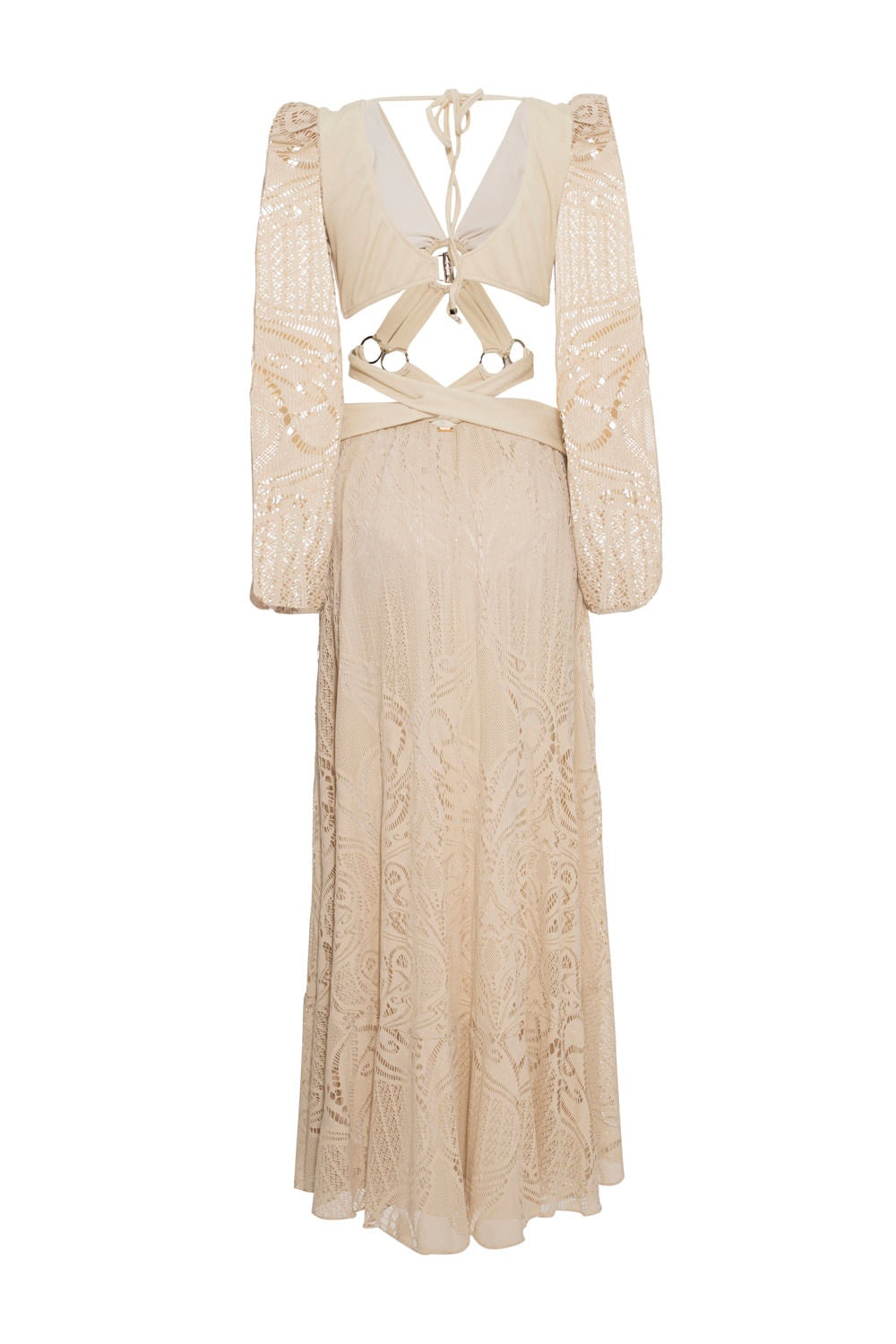 VESTIDO LONGO ARGOLAS MANGA LONGA MALHA BASEL OFF WHITE