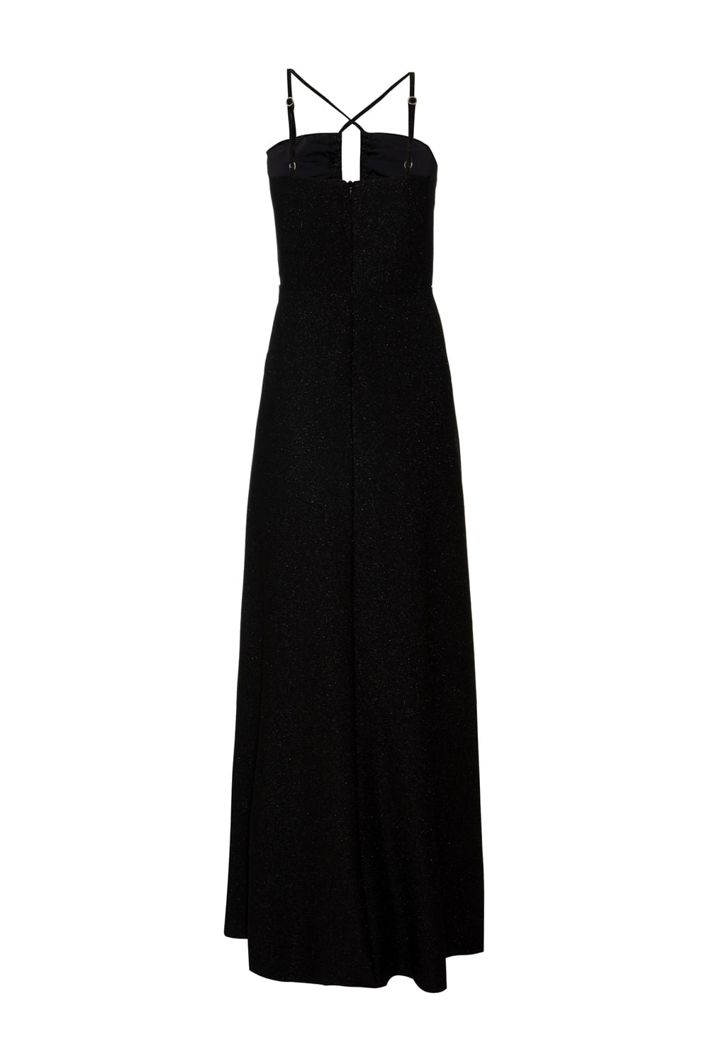 VESTIDO LONGO BUSTO FRANZIDO LUREX CAMDEN PRETO