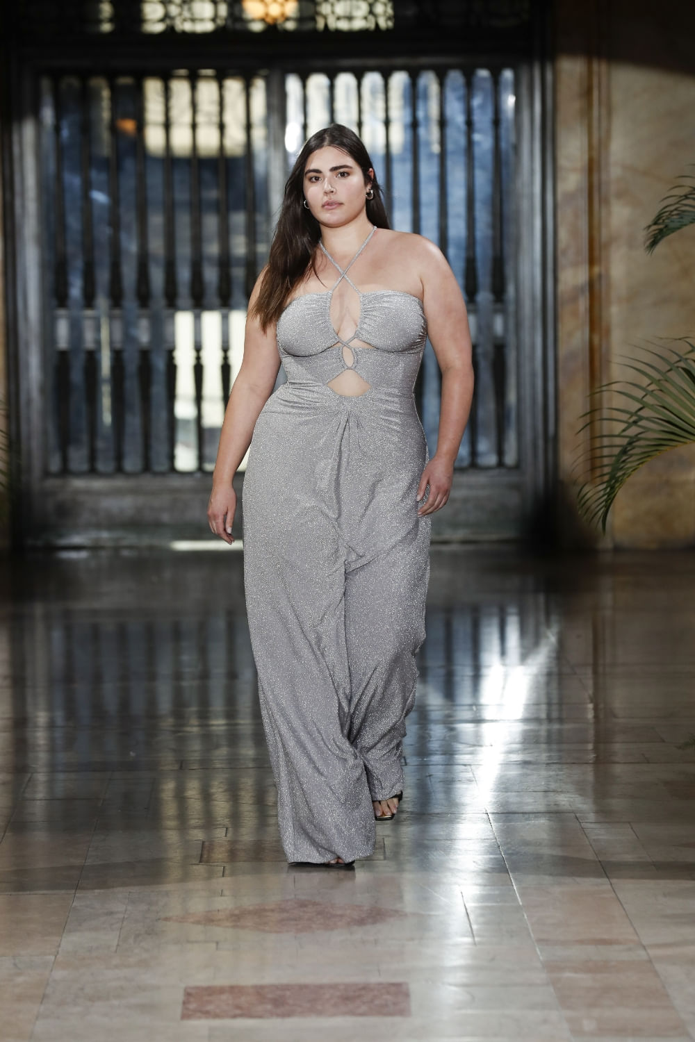 VESTIDO LONGO BUSTO FRANZIDO LUREX CAMDEN PRATA