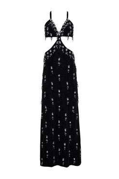 VESTIDO LONGO SPARKLY VELVET PRETO
