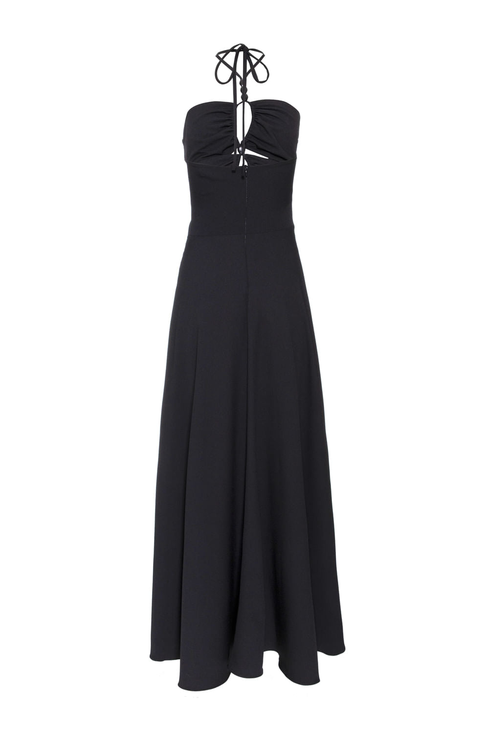 VESTIDO LONGO ASSÍMÉTRICO CREPE DAISY PRETO