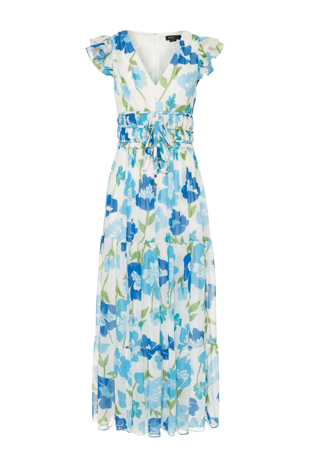 VESTIDO LONGO AMARRAÇÃO RETRÔ FLOWER OFF WHITE
