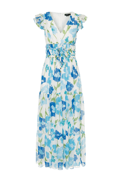 VESTIDO LONGO AMARRAÇÃO RETRÔ FLOWER OFF WHITE