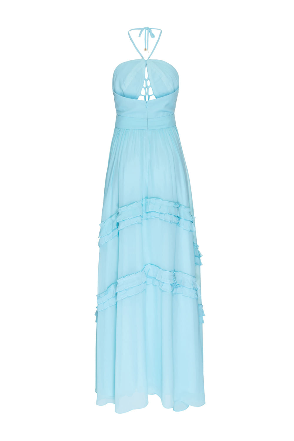VESTIDO LONGO TIRAS CHIFFON ÍRIS AZUL