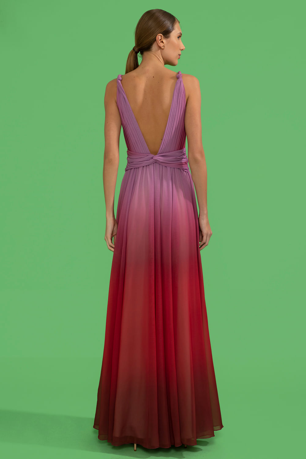 VESTIDO LONGO TORCIDO DEGRADÊ CATHERINE VERMELHO