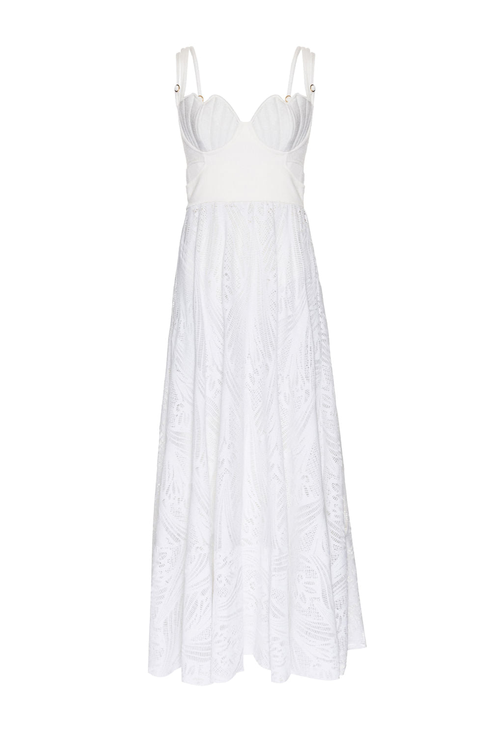 VESTIDO LONGO RECORTES TELA FARROW OFF WHITE