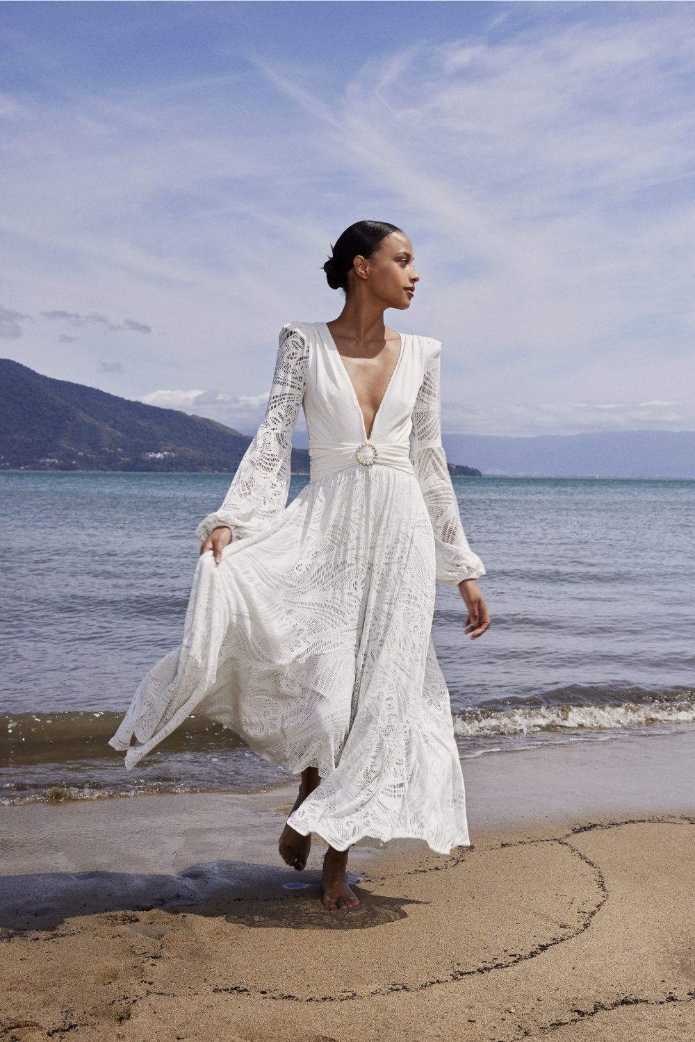 SAIA MÍDI ASSIMÉTRICA TELA FARROW OFF WHITE