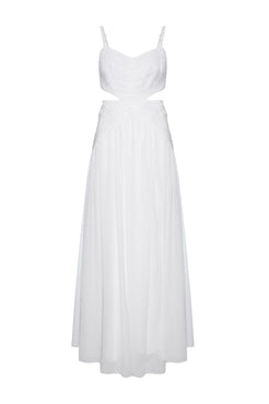 VESTIDO LONGO ENTREMEIO PARTY TATE OFF WHITE