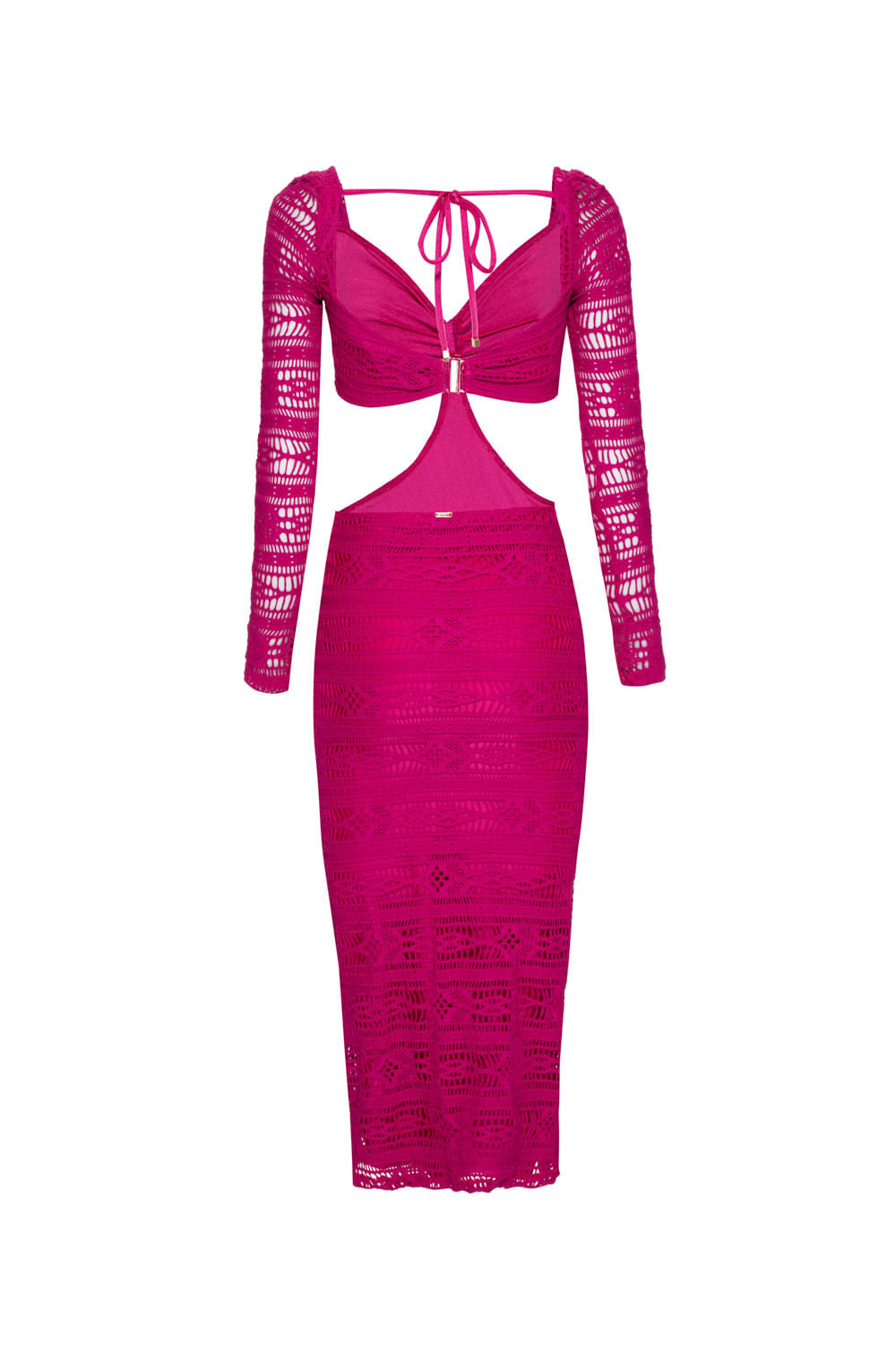 VESTIDO MÍDI MANGA LONGA LYCRA APRICOT PINK