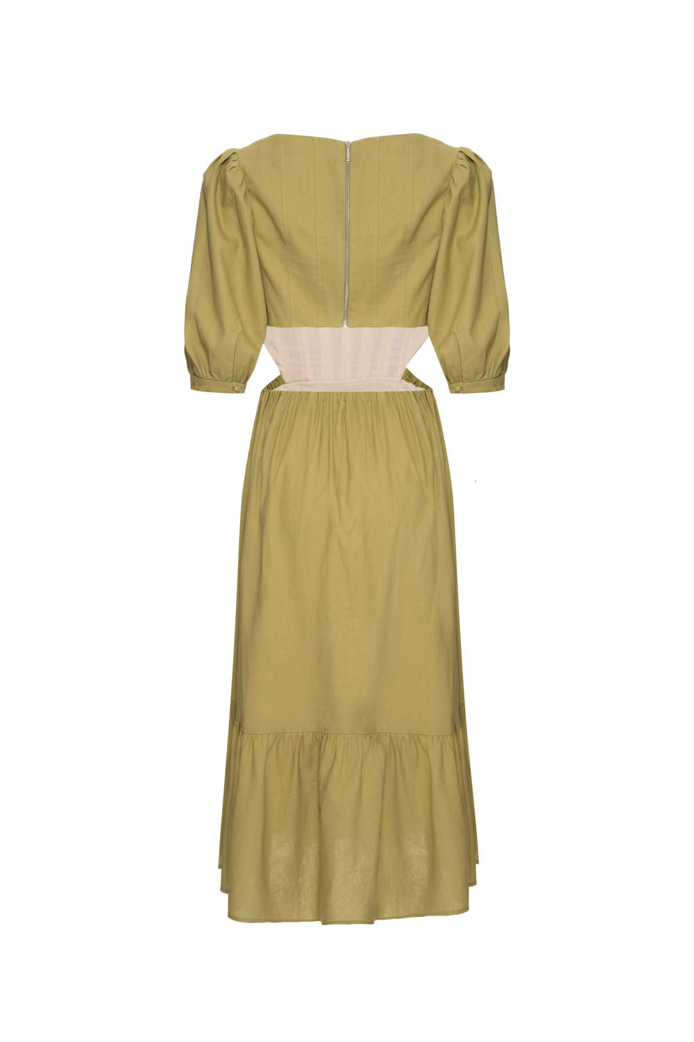 VESTIDO MÍDI CORSET LINHO FRENCH VERDE