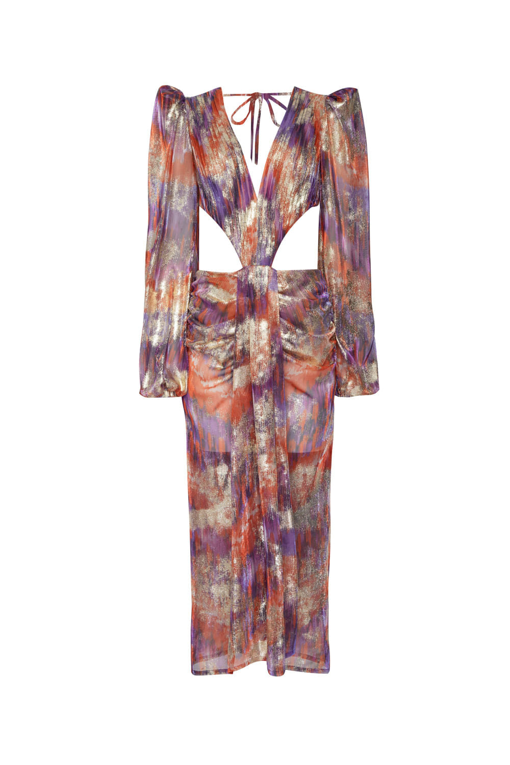 VESTIDO MÍDI RECORTES LUREX CHER MULTICOR