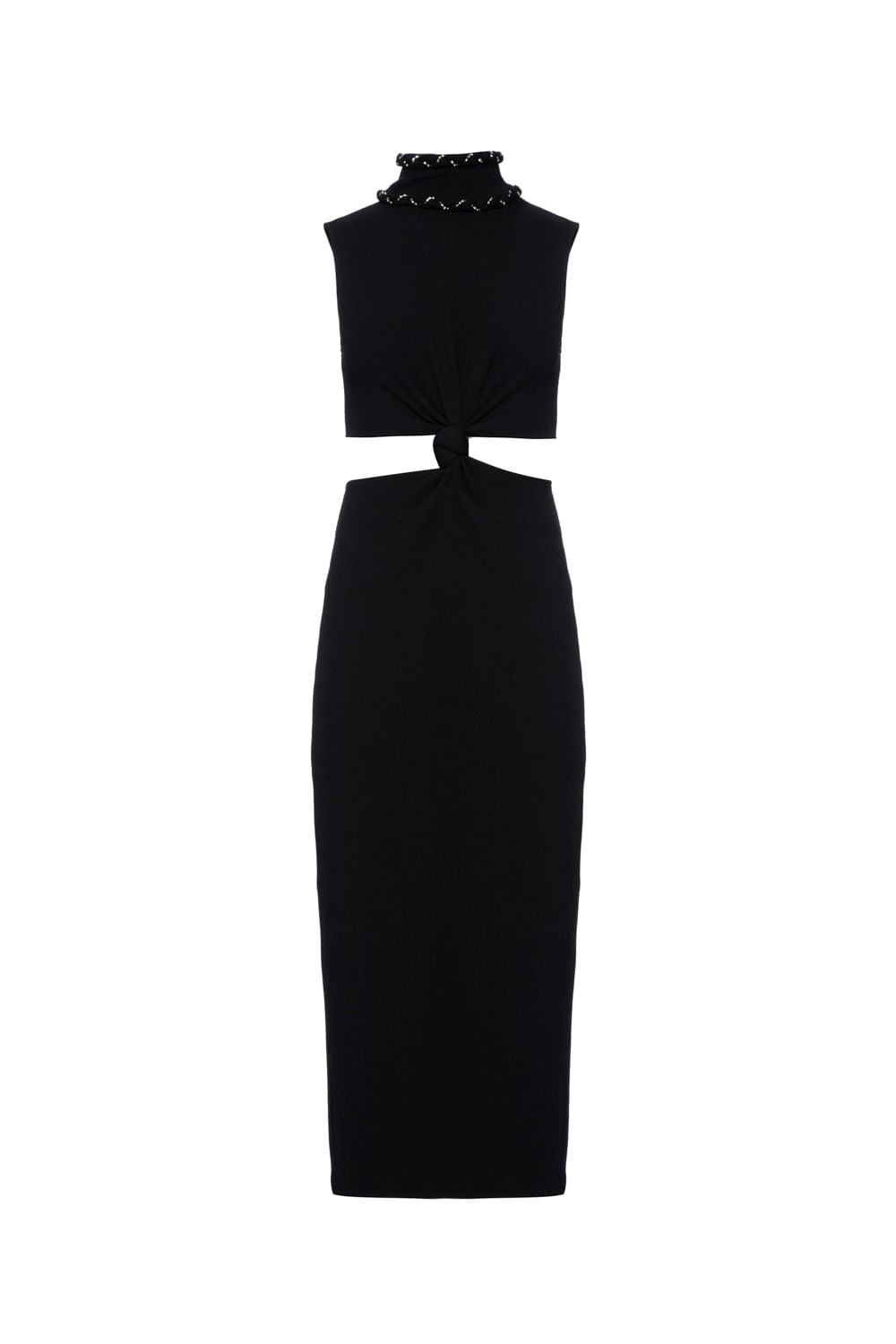 VESTIDO MÍDI NÓ MALHA BASEL PRETO