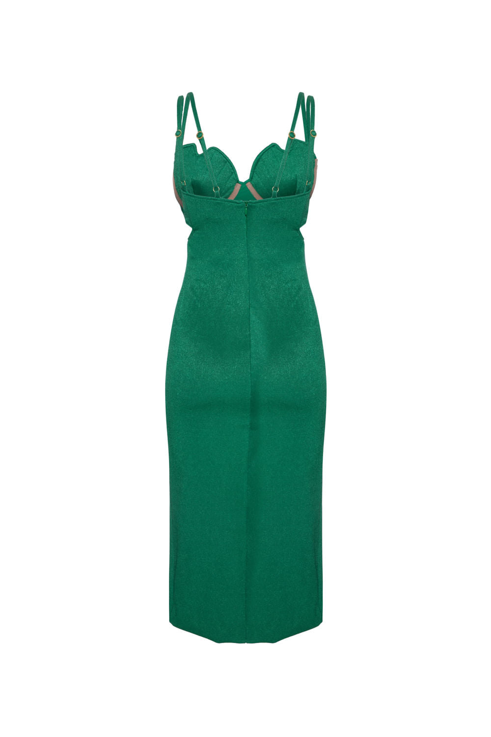 Vestido mídi bordado bombshell verde