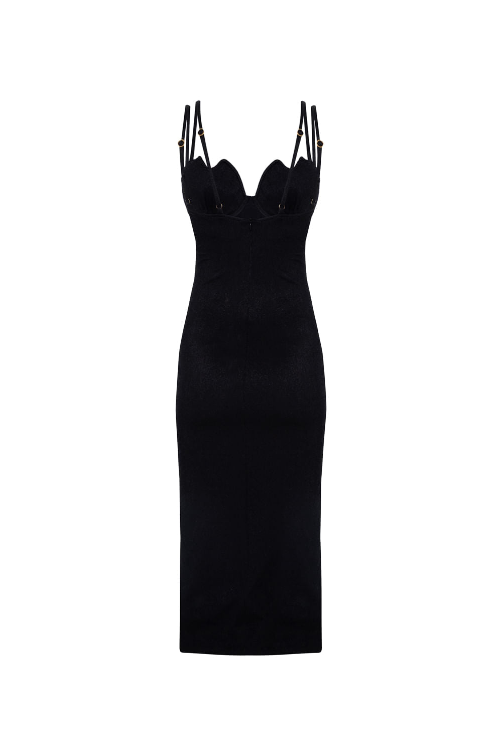 Vestido mídi bordado bombshell preto