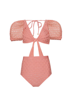 BODY MANGA BUFANTE LYCRA FEMME CORAL