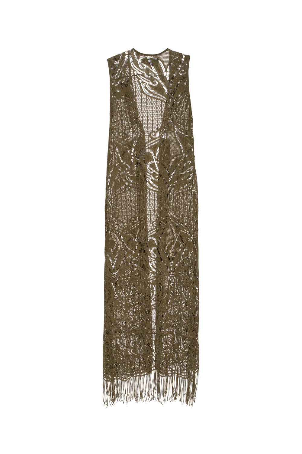 KIMONO LONGO RENDADO MALHA BASEL VERDE