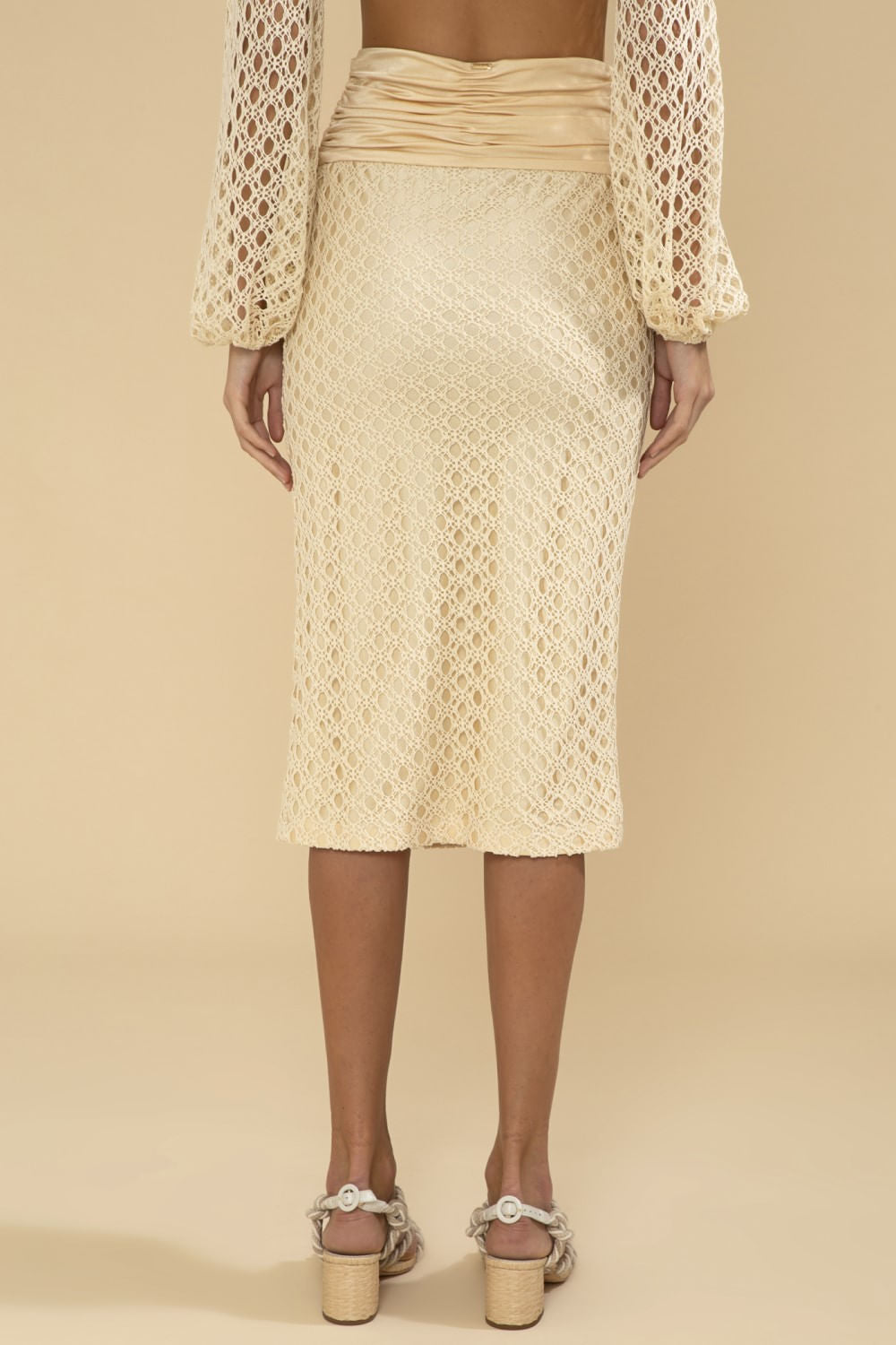SAIA MÍDI ARGOLA LYCRA FEMME OFF WHITE