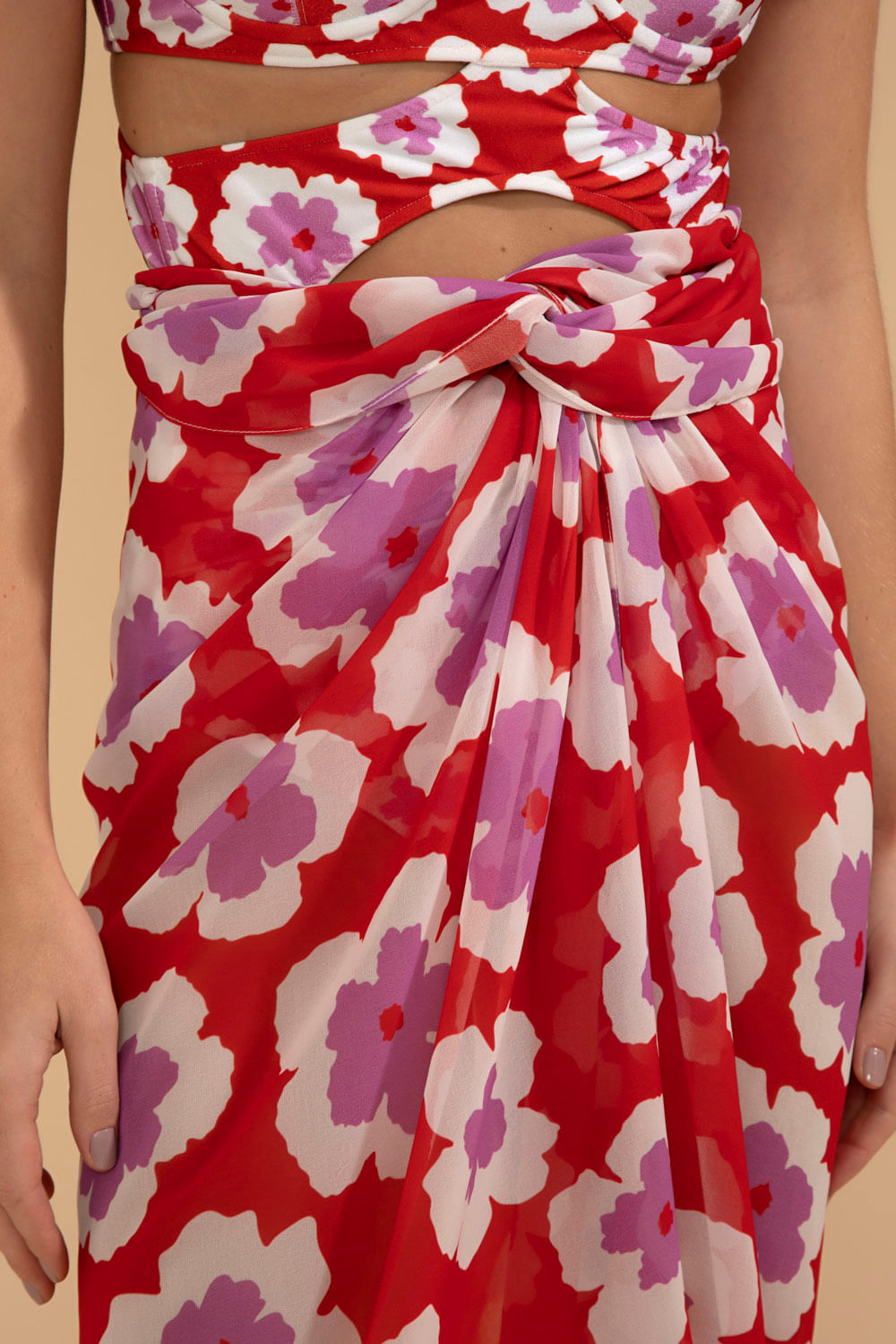 SAÍDA DE PRAIA MÍDI WIND FLOWER VERMELHO