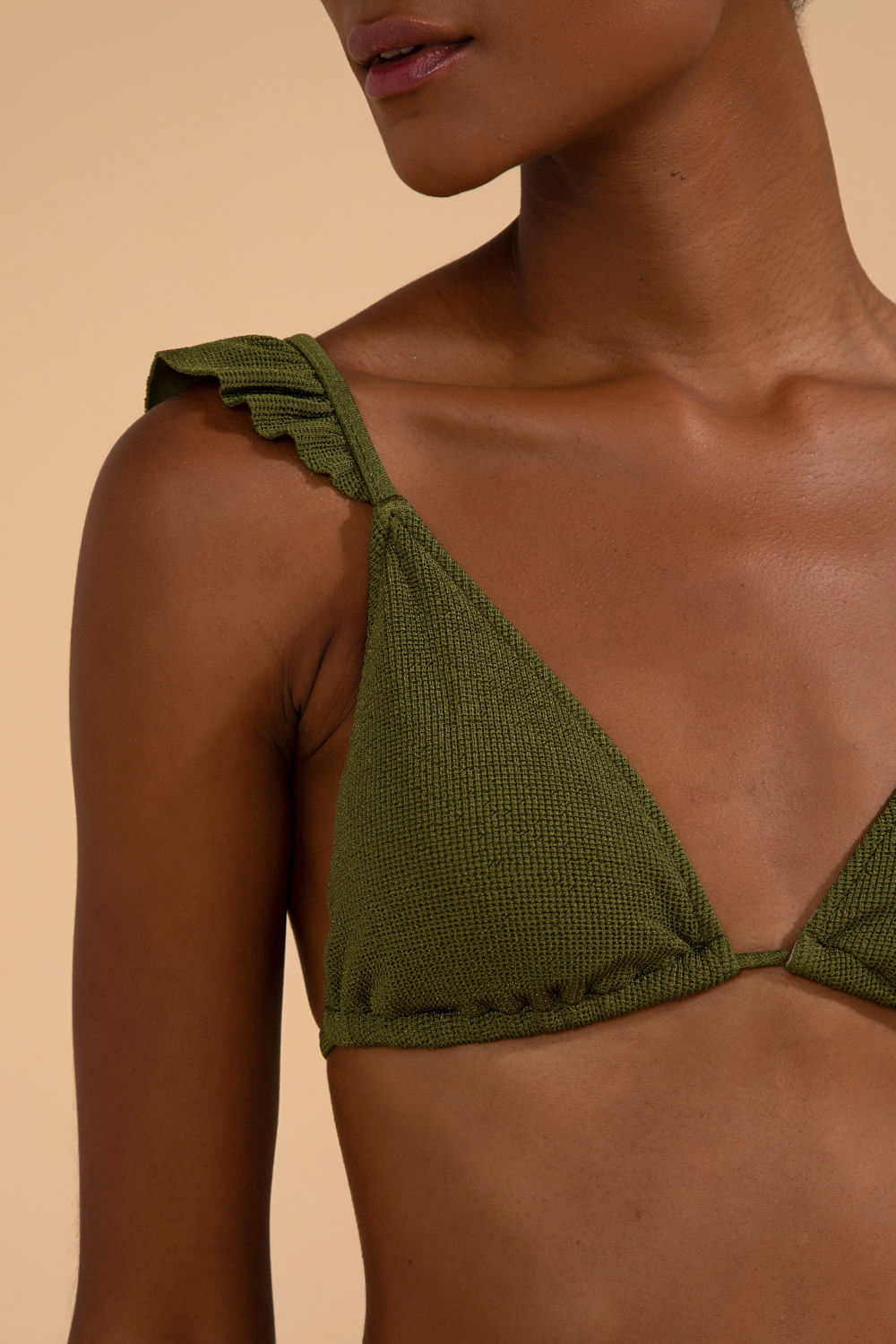 TOP BIQUÍNI ALÇA BABADO MALHA BASEL VERDE