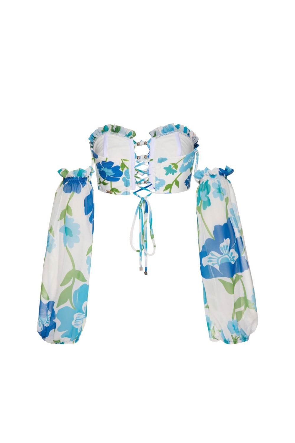 TOP BIQUÍNI MANGAS RETRÔ FLOWER OFF WHITE