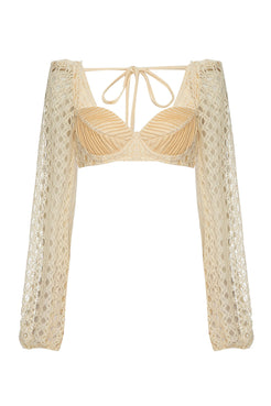 TOP MANGA LONGA LYCRA FEMME OFF WHITE