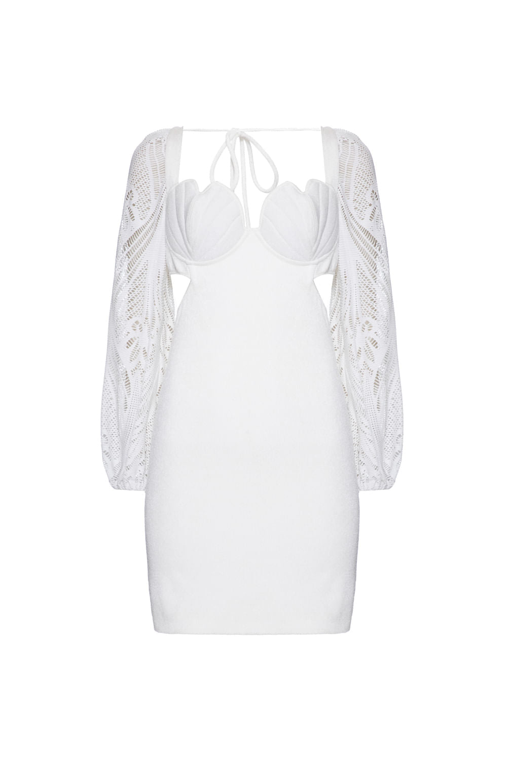 VESTIDO CURTO MANGAS BOMBSHELL OFF WHITE