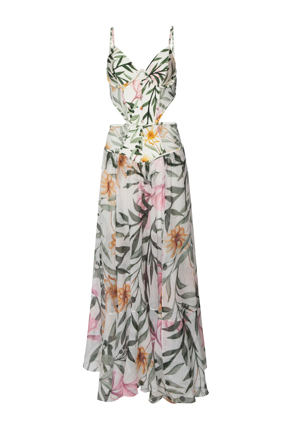 VESTIDO LONGO RECORTES JASMINE OFF WHITE